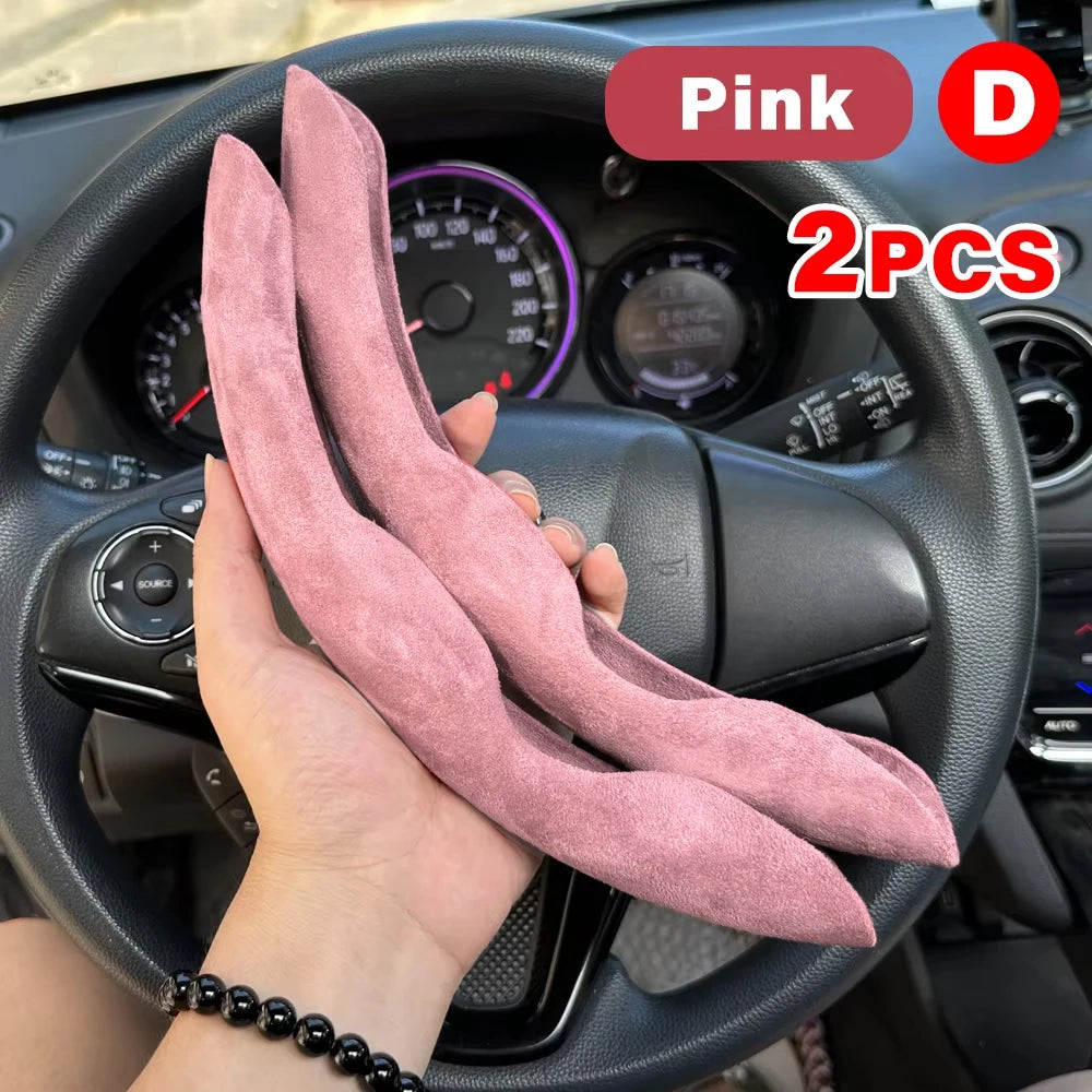 2PCS Car Steering Wheel Covers Booster Micro Fiber Leather Auto Interior Decorative Accessories Glossy Carbon Fiber Looking CM World