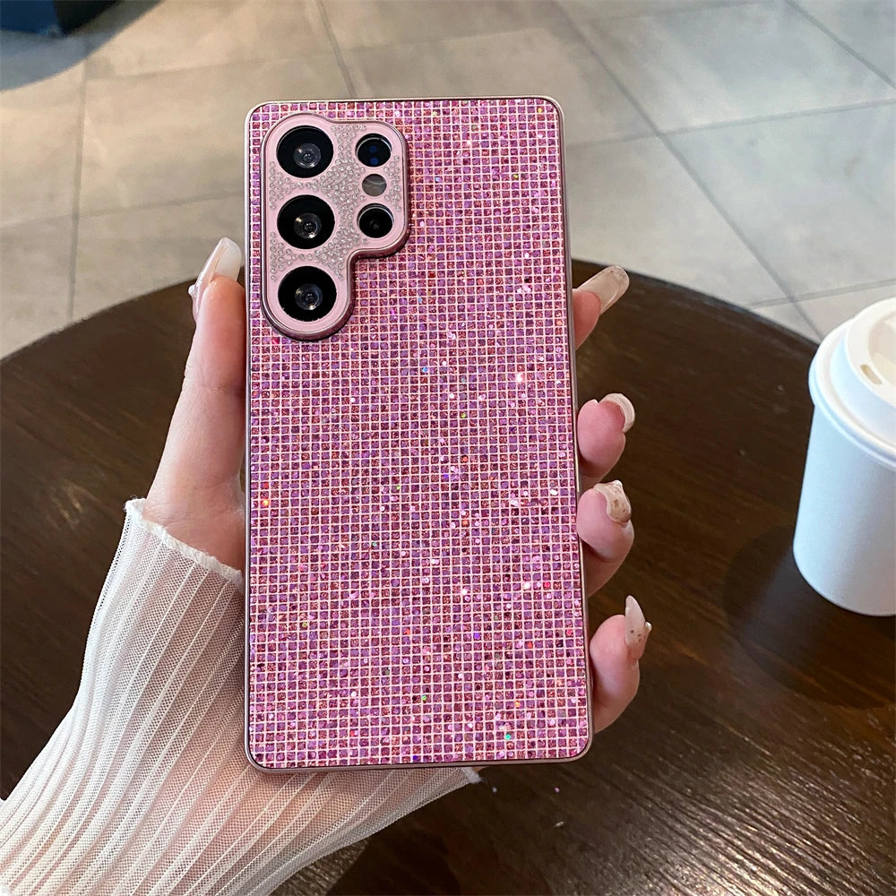 Trendy Shining Bling Glitter Diamond Case For Samsung Galaxy S26 Ultra S25 S24 S23 FE Plus Magnetic Bracket Anti-drop Back Cover Car Mobile World