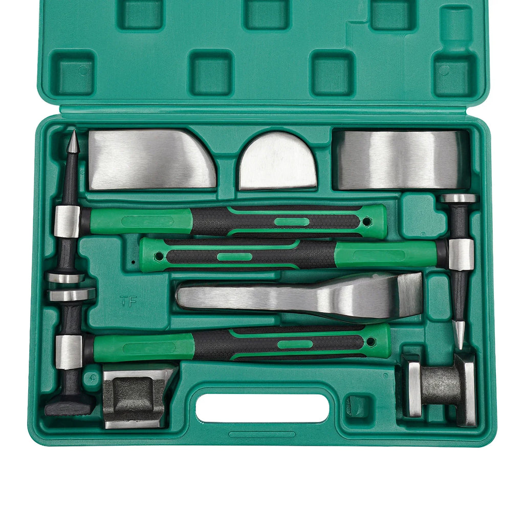 9 PCS Auto Body Steel Manual Repair Tool Kit,Dent Repair Kit,sheet metal hammer,Sheet Metal Lining Irons CM World