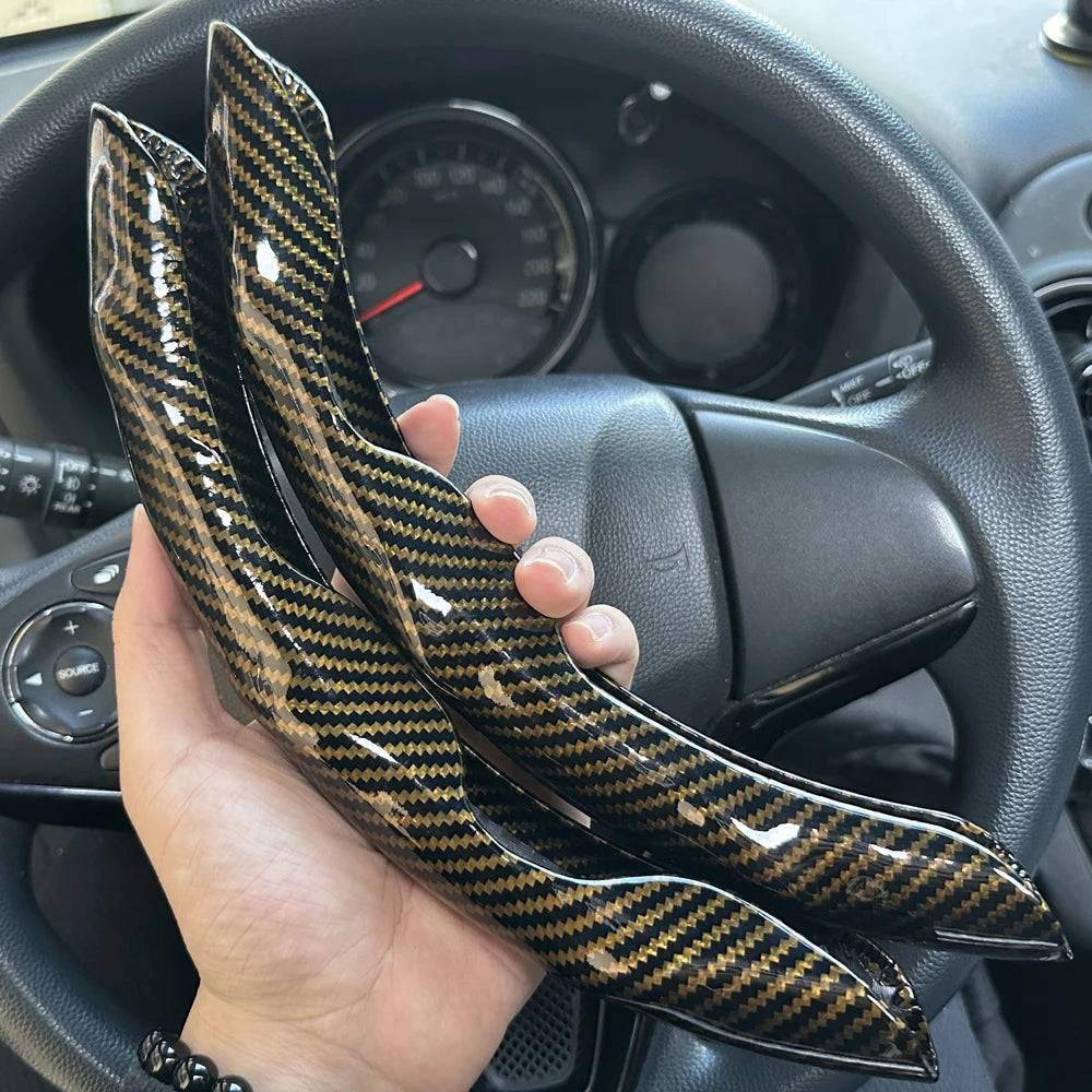 Car Steering Wheel Cover Set, Glossy Carbon Fiber Texture, 2-Piece Breathable and Anti-Slip Grip, Universal Fit Interior Upgrade CM World