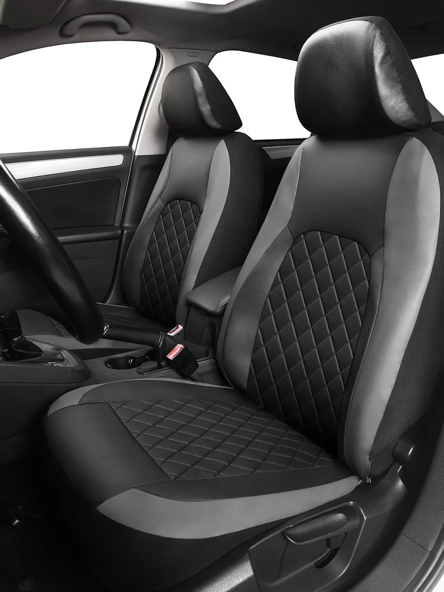 Universal Faux Leather Car Seat Covers Full Set – Includes Front Seats and Rear Bench, Fits Most SUVs and Trucks CM World