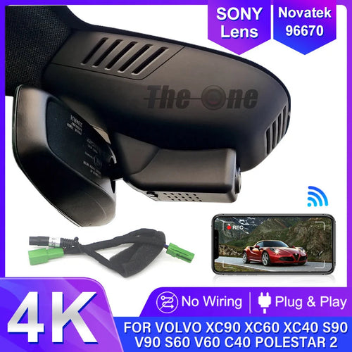 4K Dash Cam For VOLVO XC90 XC60 XC40 S90 V90 S60 V60 S80 XC70 C40 EC40, Plug and Play Dashcam Camera Wifi Car DVR For Polestar 2 Car Mobile World