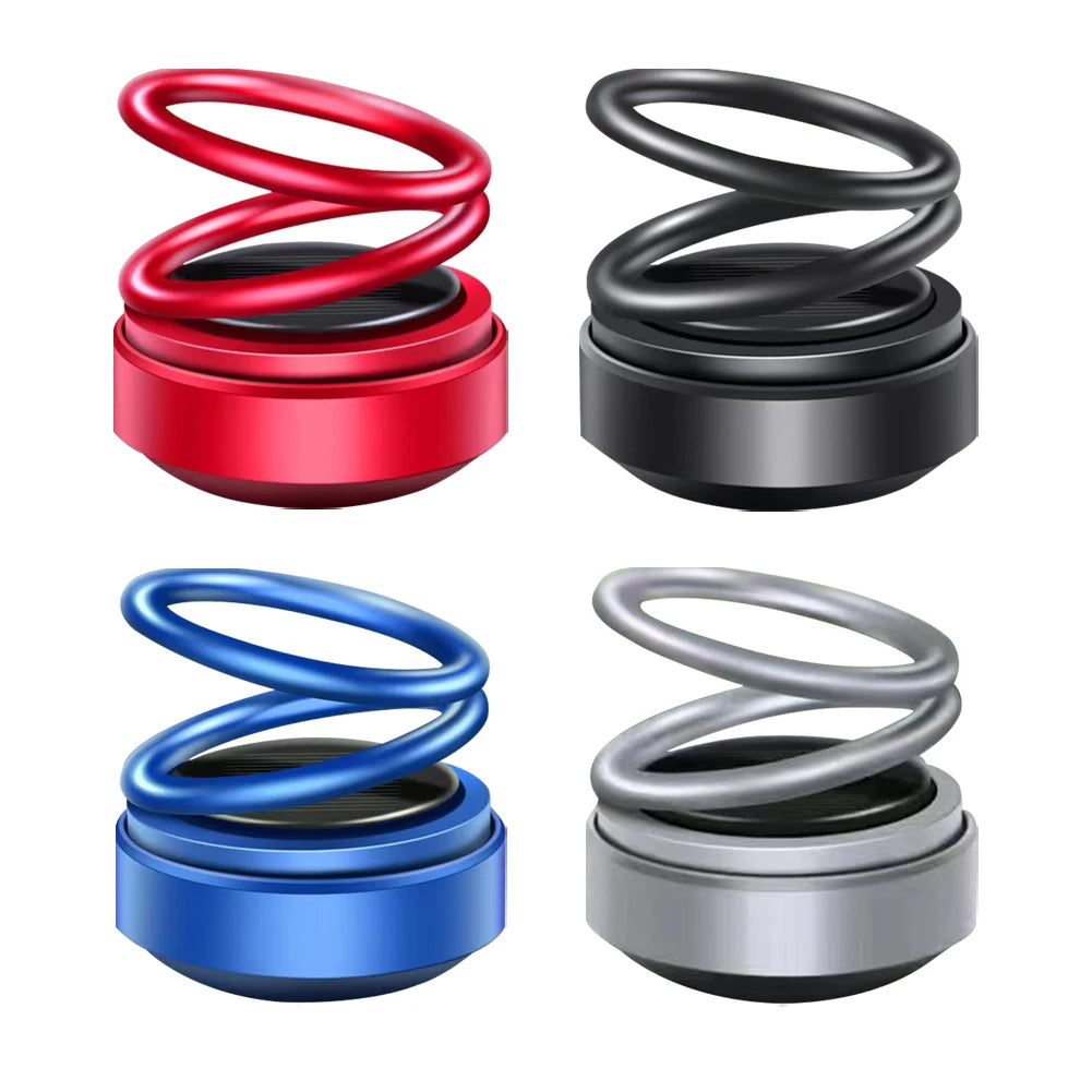 Solar Powered Aromatherapy Diffusers Portable Double Ring Aroma Diffuser Rotating Suspension Car Decoration Accessories