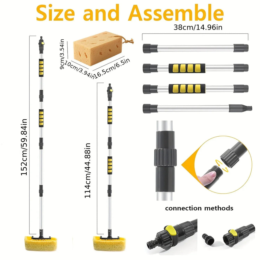 Adjustable Car Wash Brush, on/Off Flow Control Sponge Head, Durable Pp Material Car Wash Brush, with Long Handle Car Wash Brush CM World
