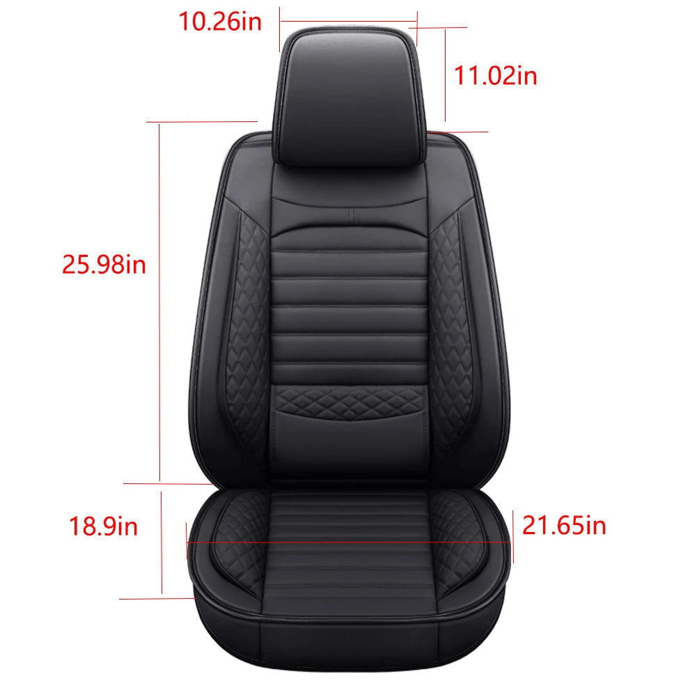 Black & White Faux Leather Car Seat Covers - Universal Fit, Lumbar Support, Waterproof, Anti-Slip, Durable for Cars, SUVs, Truck CM World