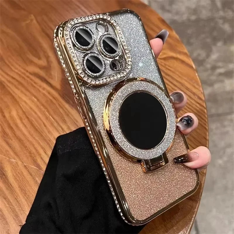 Magnetic For Magsafe Case For iPhone 17 16 13 12 11 Pro Max Jewelled Phone Cases For iPhone 17 Air 15 14 Pro Max 16 Plus Cover