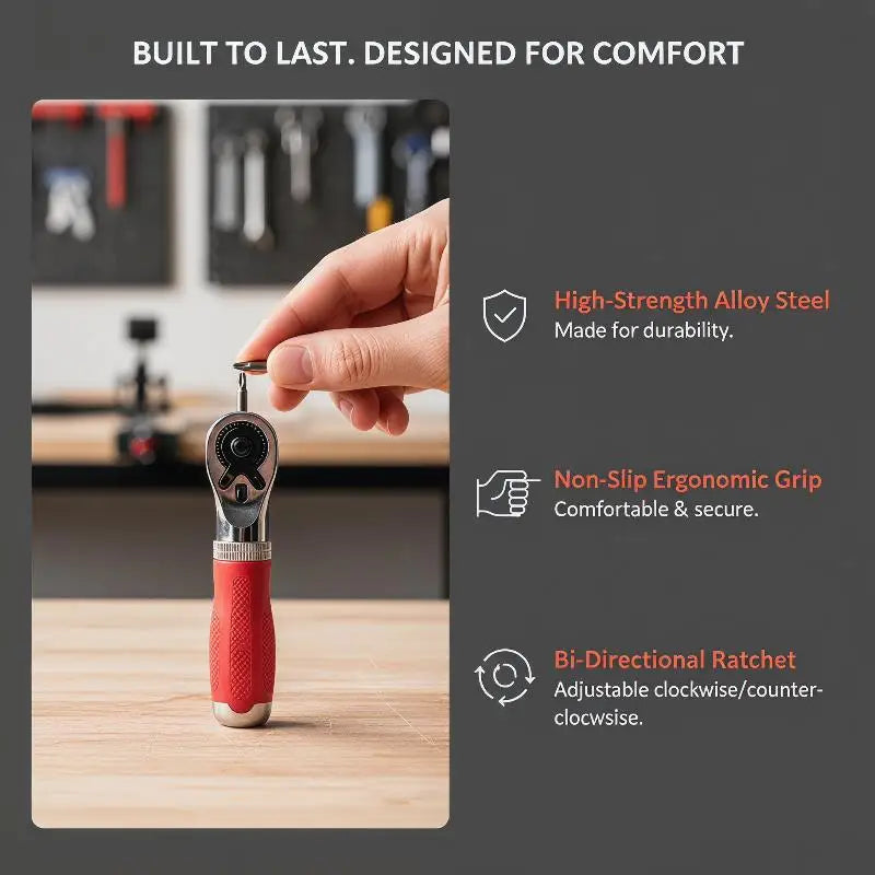 Universal Ratchet Wrench Multi-Purpose Adjustable Tool with Quick Release for Auto Repair