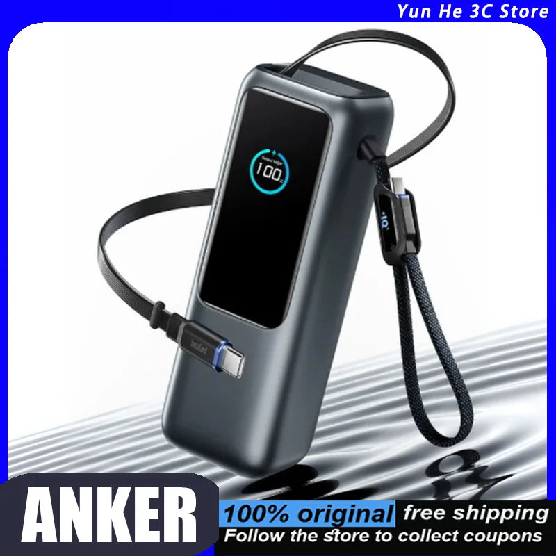 Anker Power Bank 165W Fast Charging 25,000mAh 3C Certified Airline Approved Built-in Retractable Cable Compatible with Apple