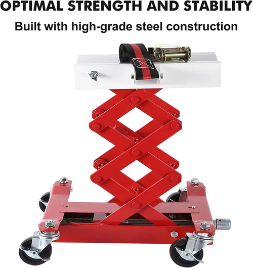 450 Lbs Low Profile Transmission Jack with Safety Straps Auto Repair 7-23" Lift with 2M Safety Straps & 4 Brake Wheels CM World