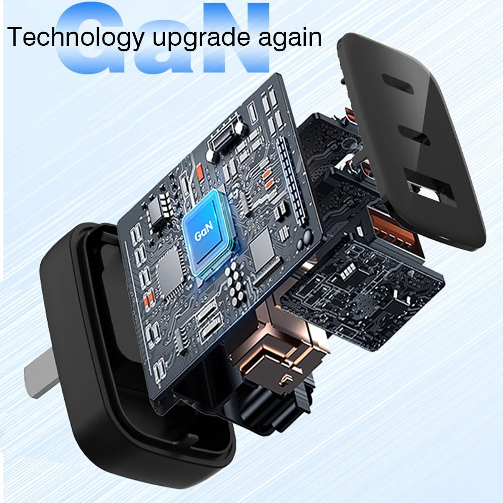 GaN 67W Quick charger type c pd 65w Super fast charger USB C and USB A 3 Ports with QC 4.0 3.0 for Samsung iPhone 15 Pro Laptop Car Mobile World