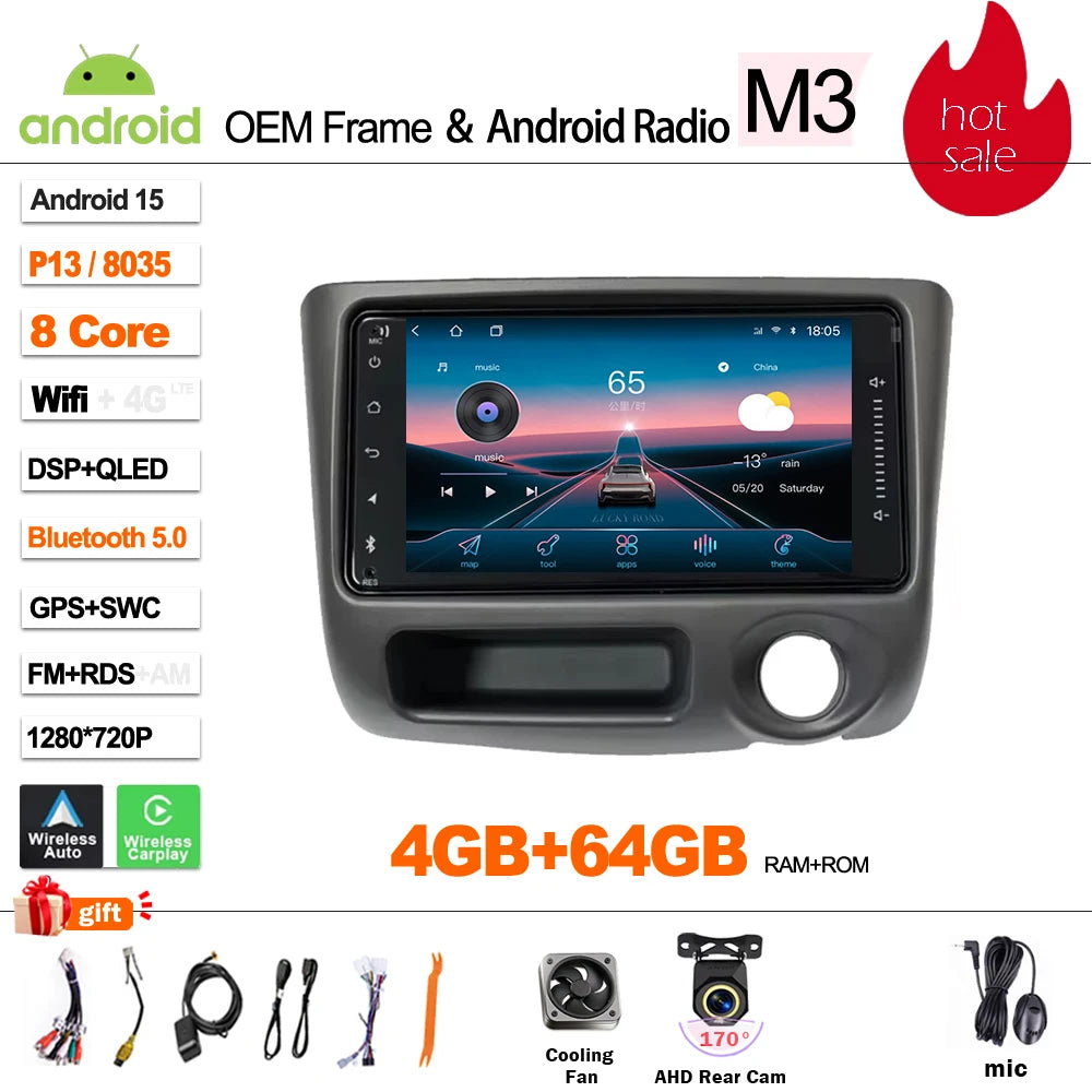 For Toyota Vitz XP10 Yaris Platz Echo 1999 2000 2001 - 2005 Android 15  Multimedia Video Player  Carplay Touch Screen RDS 8 Core CM World