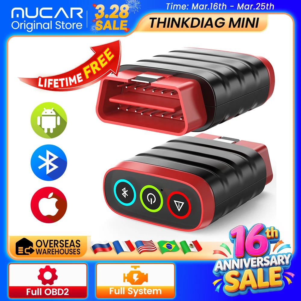 THINKCAR Thinkdiag MINI OBD2 scanner full system bluetooth  Automotive diagnostic tool OBD code reader scan Lifetime Free Update CM World
