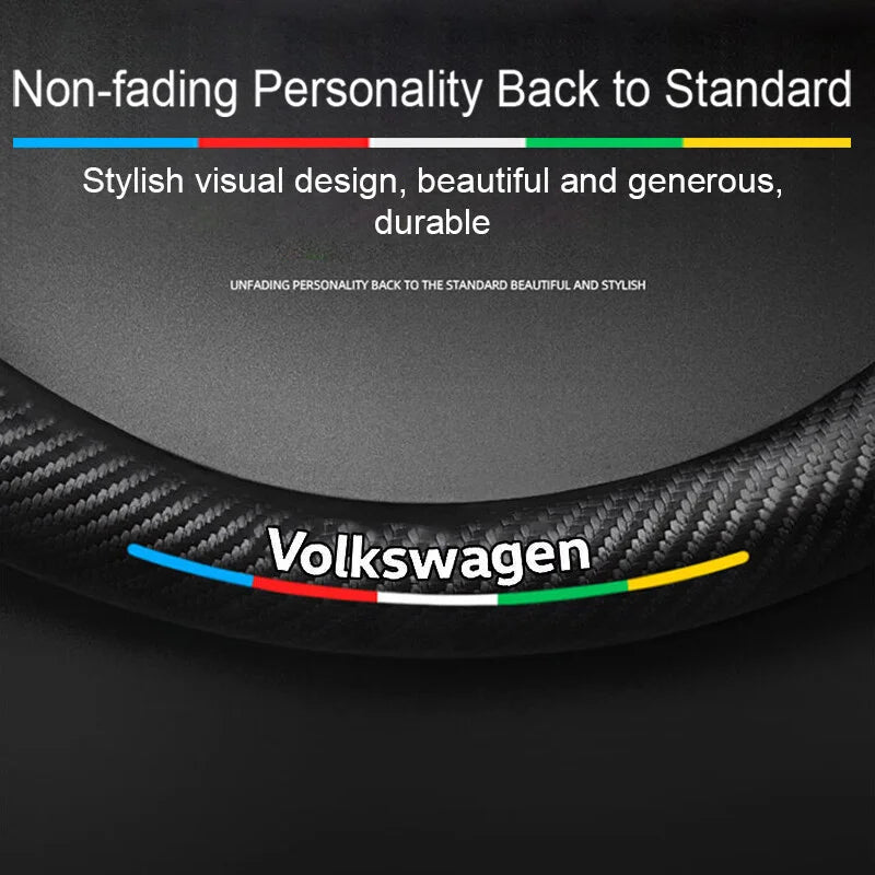 Car Anti-Slip Suede Steering Wheel Cover For Volkswagen Passat Golf GTI Beetle Tiguan Touareg Polo T-ROC ID.3 ID.4 Jetta T-Cross CM World