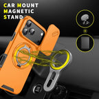 Luxury Heavy Duty Rugged Armor Magnetic Bracket Case For iPhone 17Air 16 15 14 17 Pro Max Plus Slide Camera Protection PC Cover Car Mobile World