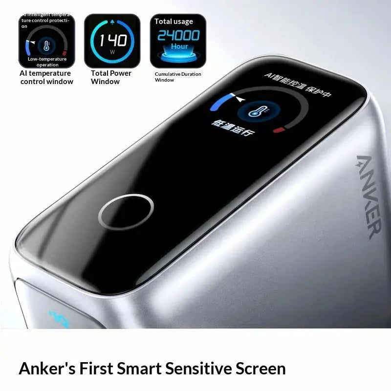 Anker 140w Gan Charger Pd 100w Multi Port Digital Display Ai Temperature Control Fast Charging For Macbook Laptop Phone Tablet Car Mobile World
