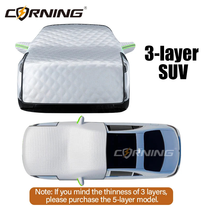 3/5-Layer Thicken Car Snow Cover Car Windshield Hood Protection Cover Snowproof Anti-Frost Sunshade Protector Winter Auto Parts Car Mobile World