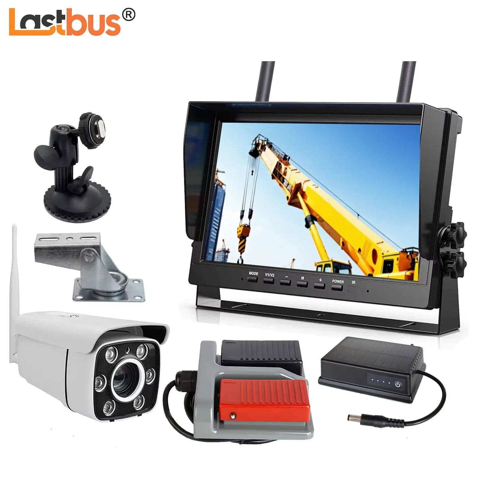 Lastbus Tower Crane 10.1" IPS Screen DVR Monitor Split 2 Screen  Wireless Camera 30x Optical Zoom For Tower Crane Lift Excavator Car Mobile World