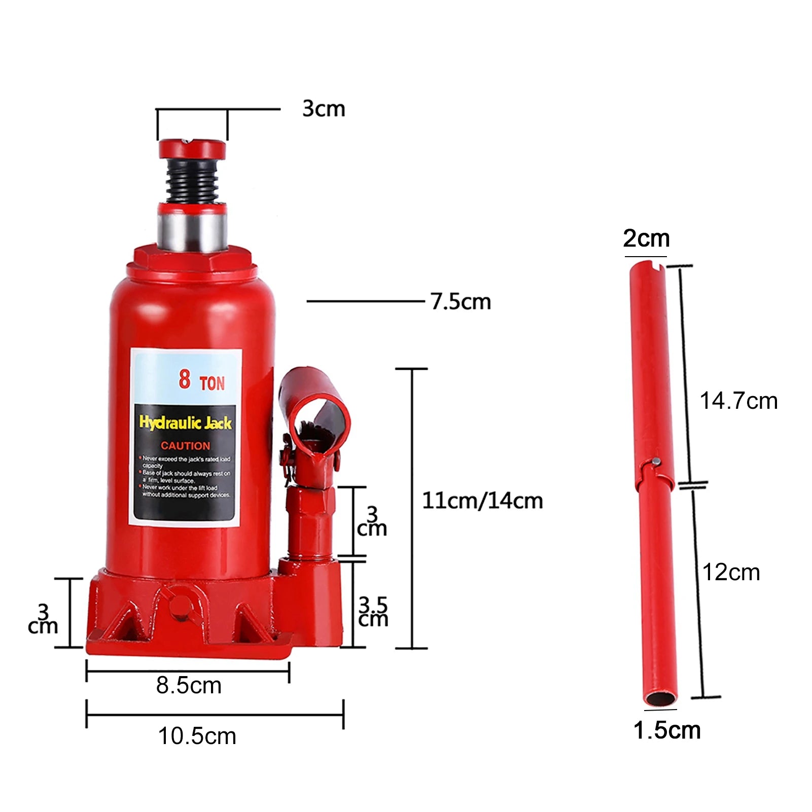 8T Portable Hydraulic Bottle Jack Automotive Life for Car Truck  Tractors Automotive Lifter Car Lift Vehicle Repair Tool CM World