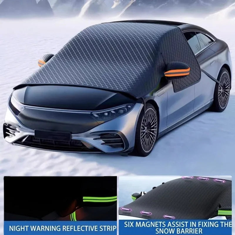 Universal Magnetic Car Window Snow Cover With Reflective Strips Waterproof Thicken Anti Freeze Four Seasons Windshield Cover CM World