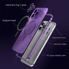 Aluminum Metal Frame Magnetic Case For iPhone 13 12 14 15 16 17 Pro Max For Magsafe Wireless Charging Lens Film PC Back Panel