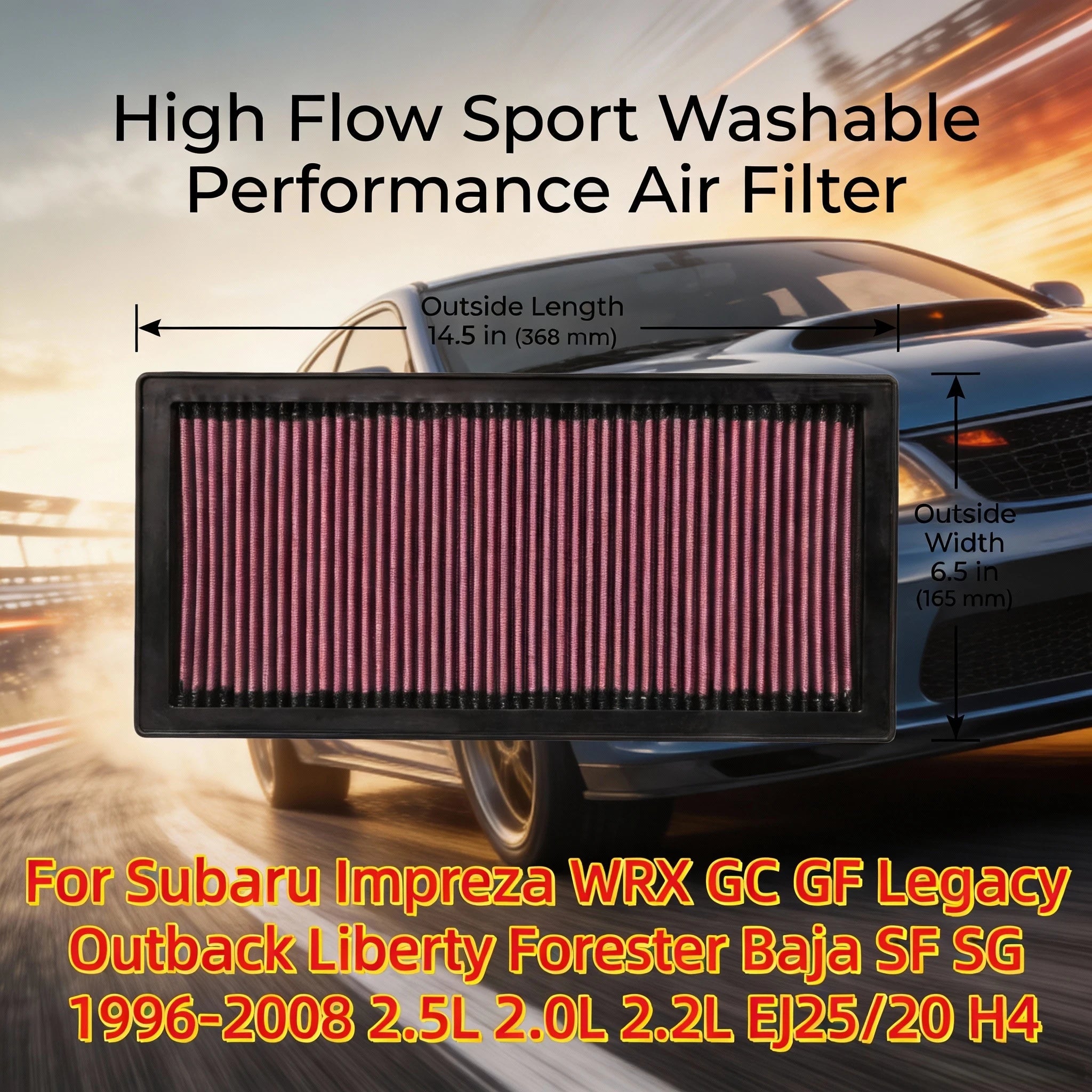 For Subaru Impreza WRX GC GF Legacy Outback Liberty Forester Baja SF SG 1996-2008 2.5L 2.0L 2.2L EJ25/20 H4 High Flow Air Filter CM World