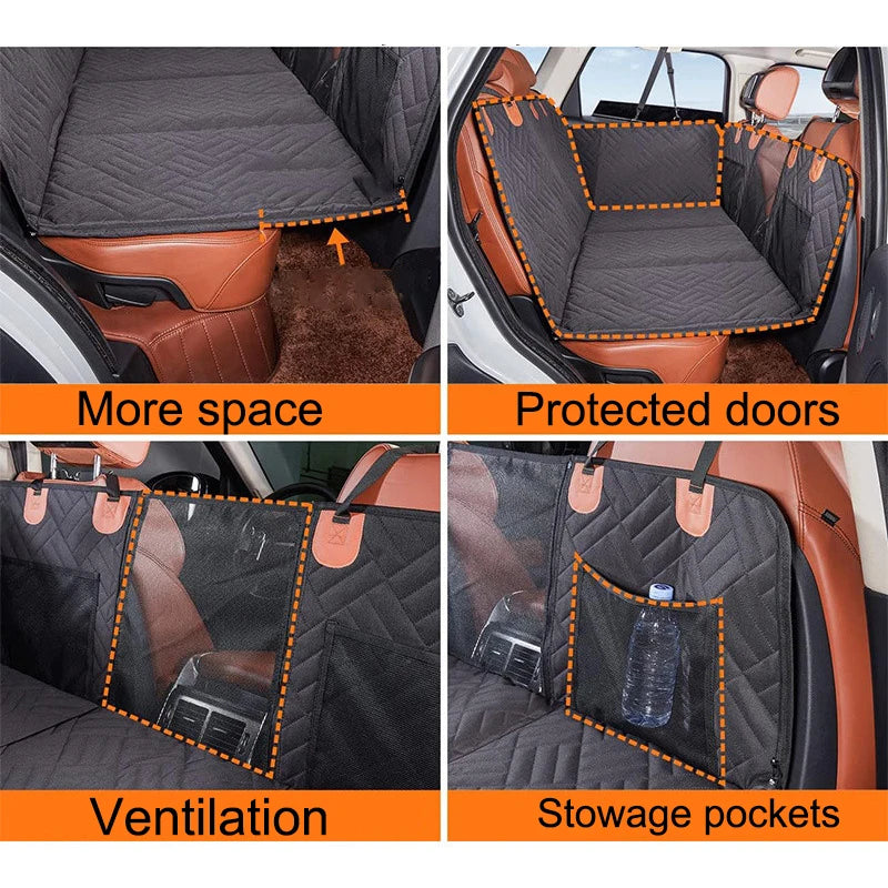 Car Large Pet Back Seat Extender Car Backseat Protector Hammock Dog Car Seat Cover Hard Bottom for Travel