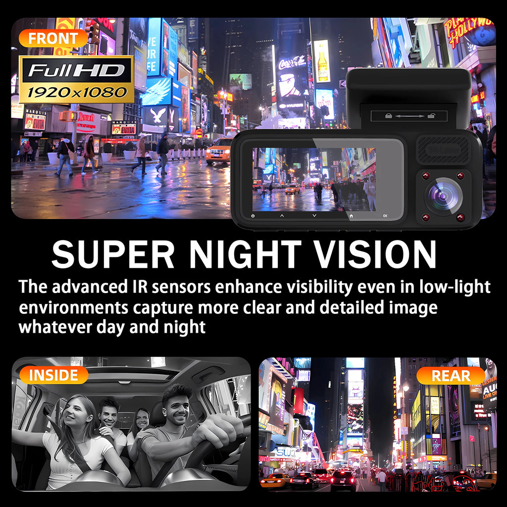 3 Channel WiFi Car DVR Three Way Dash Cam Inside Vehicle Camera DVRs Recorder FHD 1080P Video Mini Registrator Dashcam Camcord