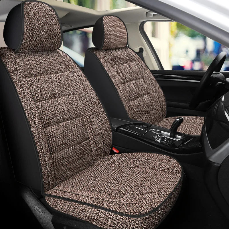 2025new Men's Car Seat Cover Linen Fabric Breathable Anti Slip Full Surround Car Front Single Seat Cushion Four Season Universal