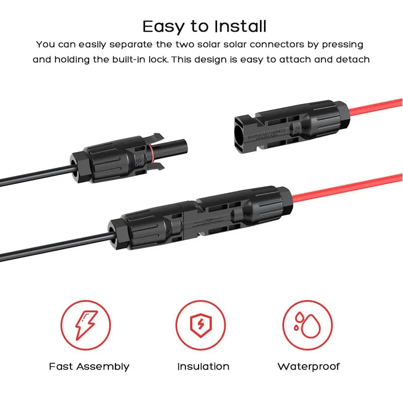1.5m/5Ft XT60 Female to Solar Cable for Anker SOLIX F1200/F1500/F2000/F2600/F3800/C800 Plus/C1000 Portable Power Stations.