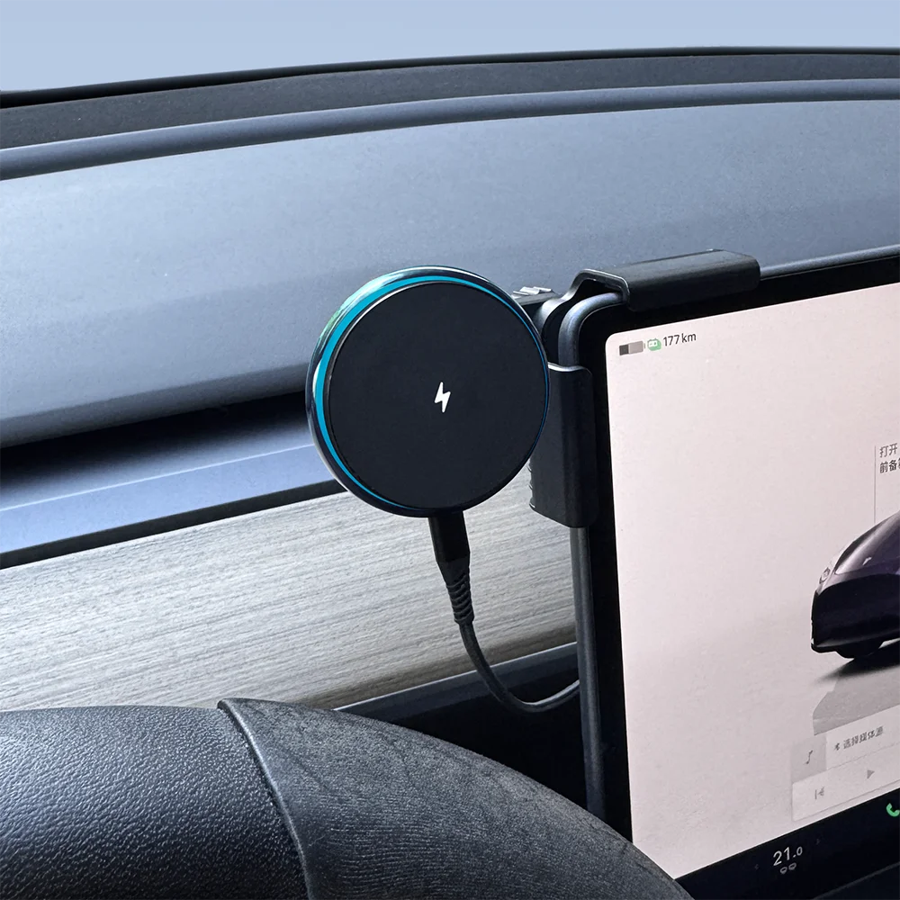 Blue Light Magnetic Wireless Charger Phone Holder Screen Mount Compatible with MagSafe For Tesla Model Y 3 S X Juniper Launch CM World