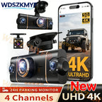 4K Quad Lens Car Camera WIFI Dashcam 360° Coverage Car DVR 24H Parking Monitor Starlight Night Vision Car Security Accessory
