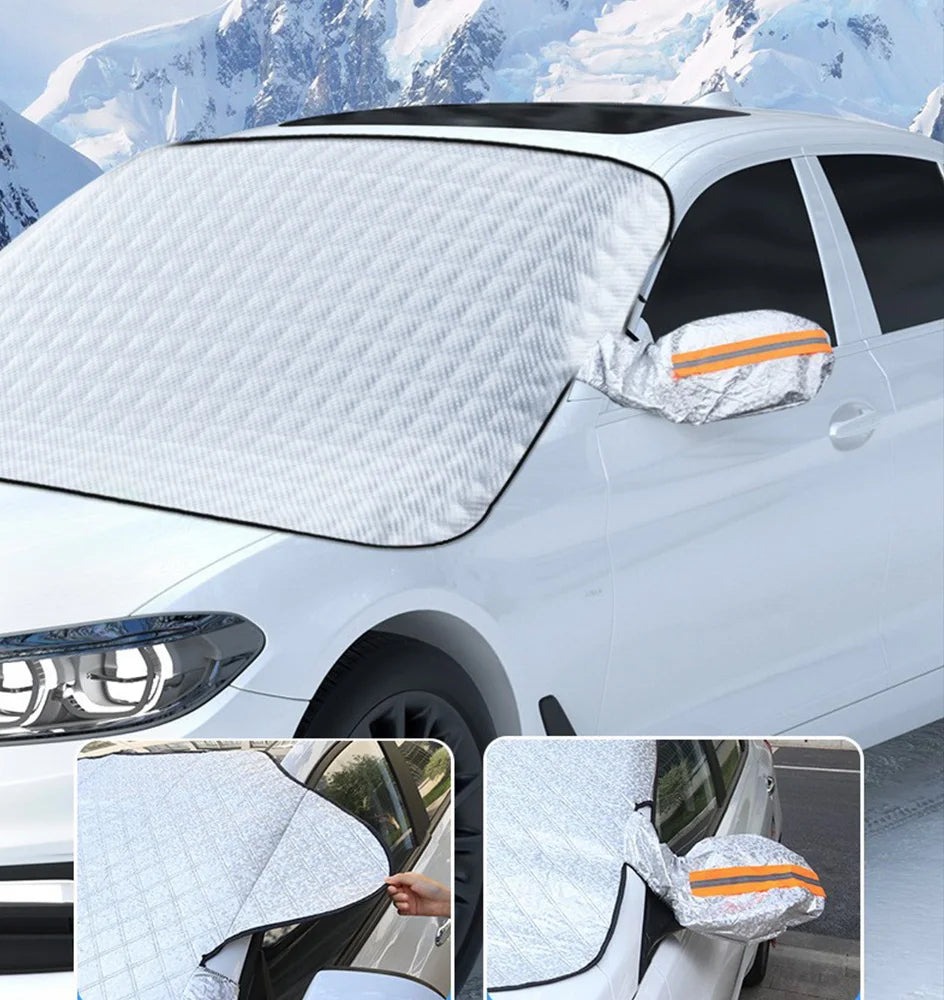 Kcimo 1Pc Sunshade Cover Car Windshield Snow Sun Shade Waterproof Protector Automobile Magnetic Cover Car Front Windscreen Cover Car Mobile World