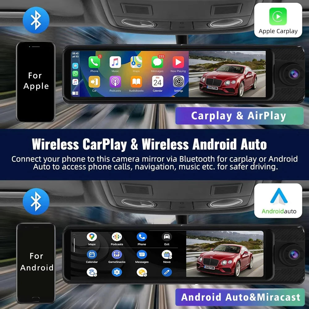 3 Camera Dash Cam 4K Car DVR Front Inside Rear 1080P GPS Tracking Night Vision Video Registrator Dashcam Parking Monitor Car Mobile World