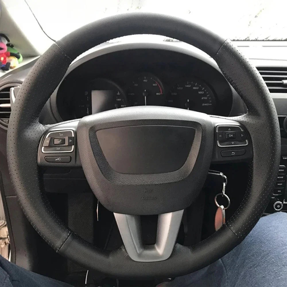 Customized DIY Car Steering Wheel Cover For Seat Leon Alhambra Toledo 2011 2010 2012 Leather Braid For Steering Wheel CM World