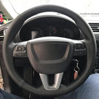 Customized DIY Car Steering Wheel Cover For Seat Leon Alhambra Toledo 2011 2010 2012 Leather Braid For Steering Wheel CM World