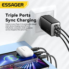 Essager 67W GaN USB-C Charger PD 3.0 QC 3.0 Fast Charge for iPhone 16 15 Pro Max Xiaomi Samsung Huawei Mate 70  Laptops Chargers Car Mobile World
