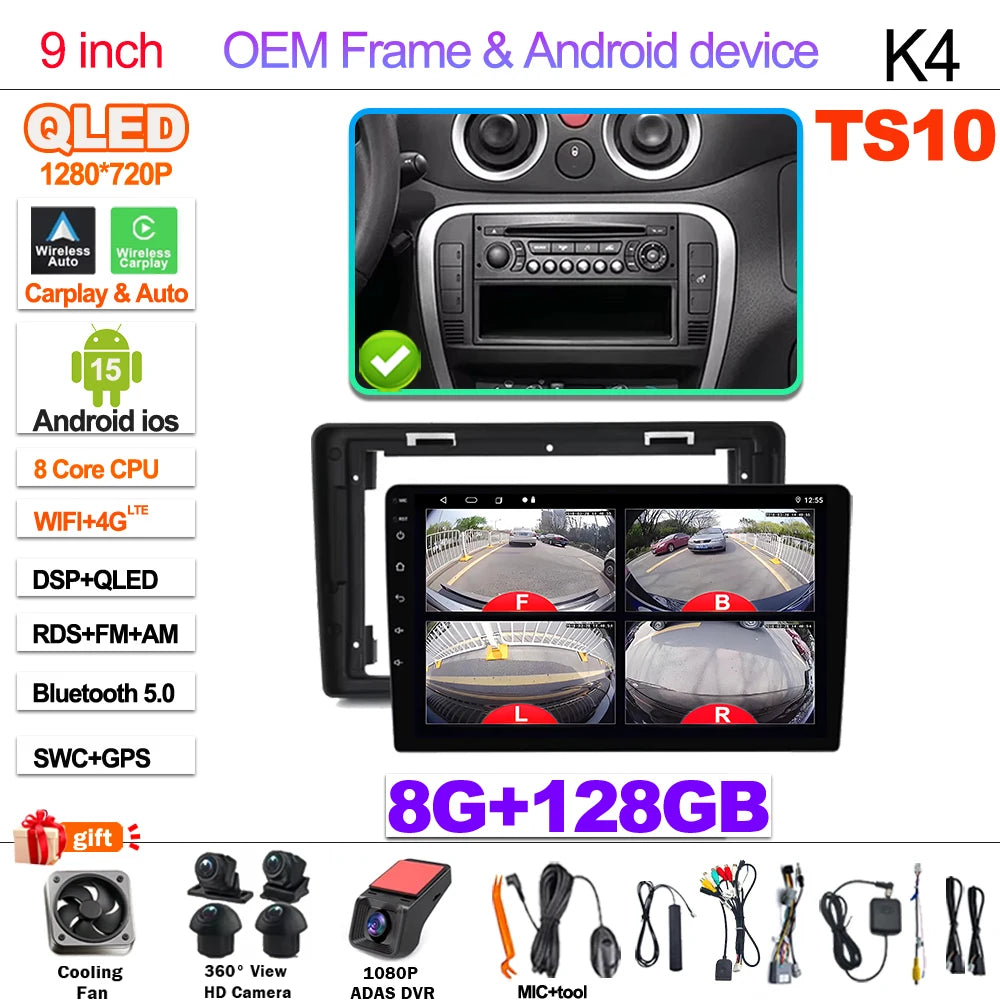 Android 15  Car Radio For Citroen C2 C3 2001 2002 2003 - 2010 Touch Screen Multimedia Video Player Navigation Bluetooth WIFI GPS CM World