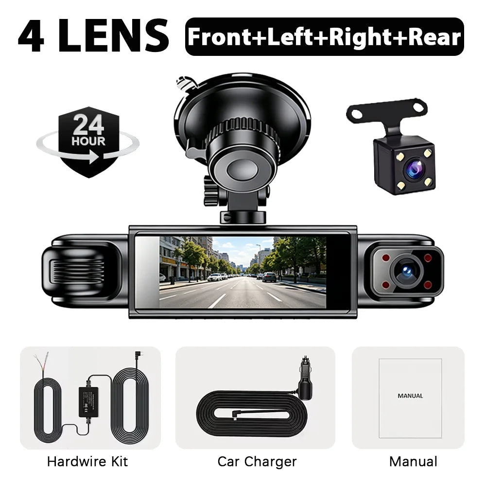 Car DVR Dash Cam 3/4 Lens Black Box FHD 1080P Night Vision 24h Parking G-Sensor Loop Recording Video Recorder Car Cameras Car Mobile World