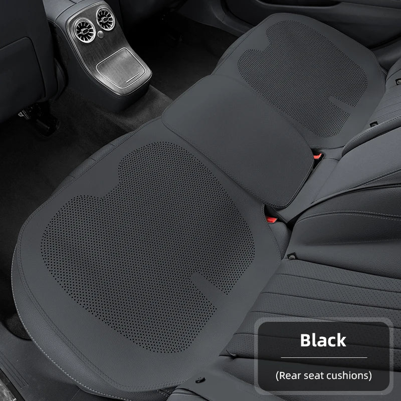 Four-Season Universal Car Seat Cushion Pu Leather Protective Pad Perforated Breathable Integrated Half-Cover Front and Rear Seat Cover Car Interior Accessories Black Red Mocha Brown Orange CM World