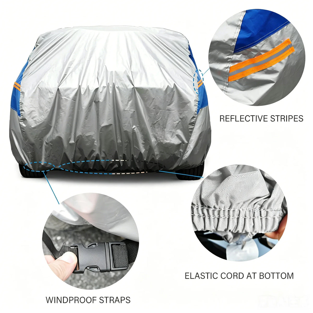 Kayme Car Cover Silver Blue 190T Waterproof Sun-proof Full-car Protection Convenient Universal For SUVs/sedan Hatchbacks