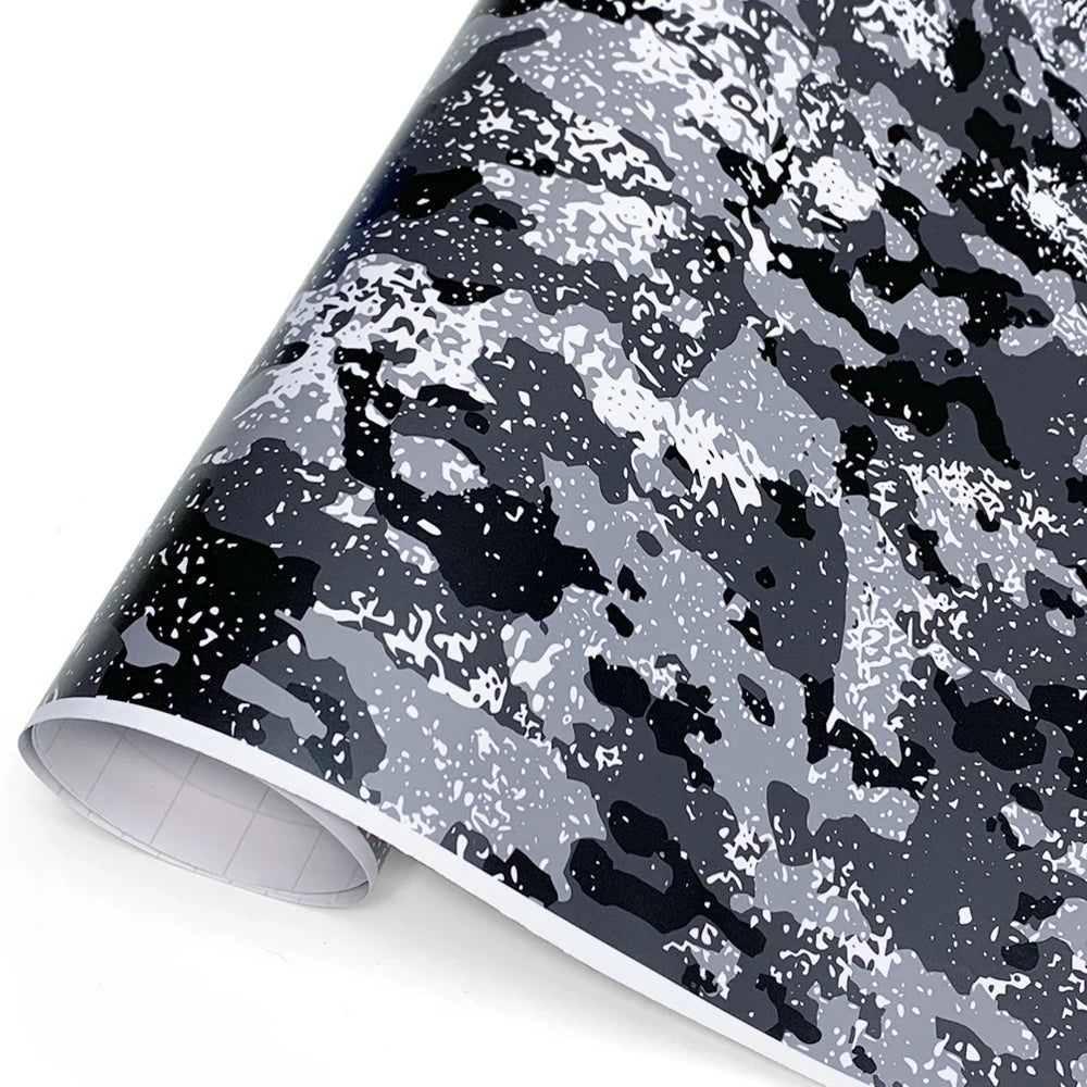 Camouflage Film Wrap Foil Car Livery Waterproof Car Wrapping Sticker Black Vinyl for Motorcycle Vinyls Grey Body Covering Decals Car Mobile World