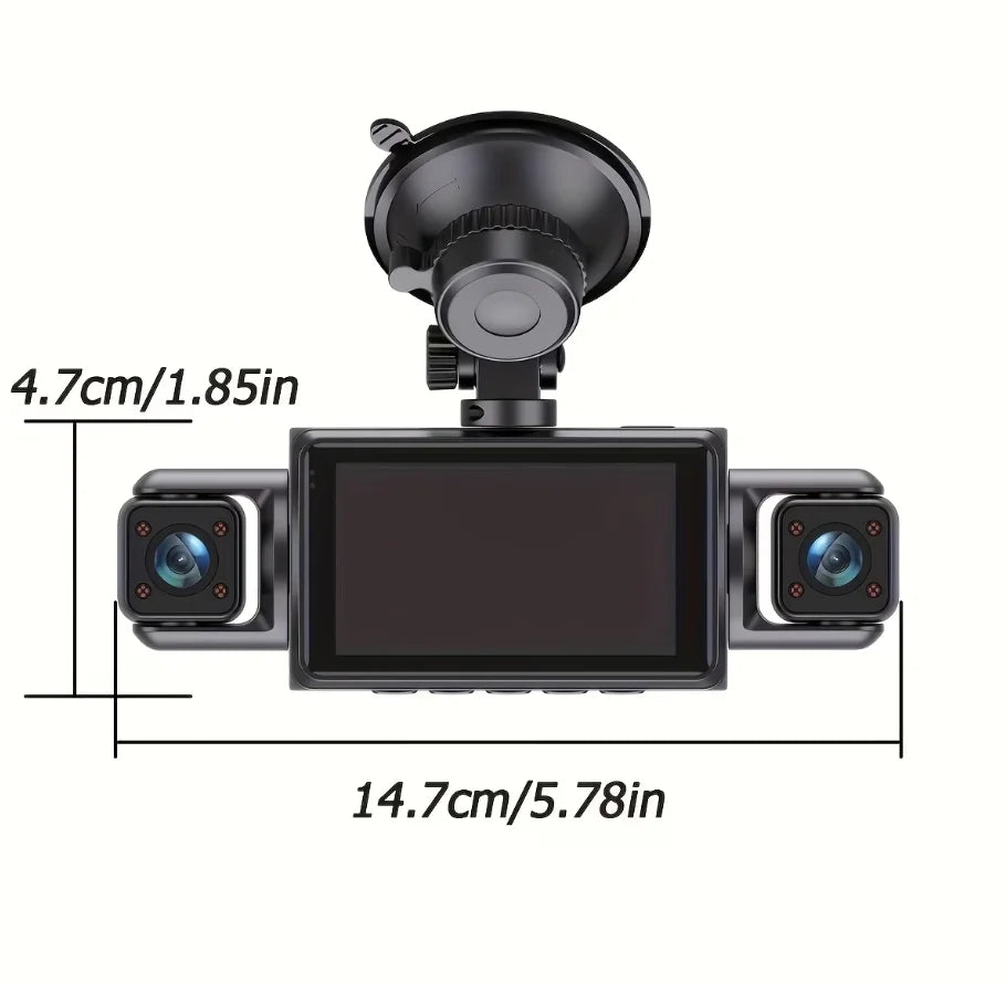ZKCAMSPY 360° Dash Cam 1080P Front 720P Rear 480P Right Side, 3.16" 4-Split Screen, 4 Lens/3 Lens, Super Night Vision, 24H Parking Monitor, G-Sensor, Loop Recording, Car DVR Recorder with 12-24V Car Plugs, Optional No-card
