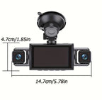 ZKCAMSPY 360° Dash Cam 1080P Front 720P Rear 480P Right Side, 3.16" 4-Split Screen, 4 Lens/3 Lens, Super Night Vision, 24H Parking Monitor, G-Sensor, Loop Recording, Car DVR Recorder with 12-24V Car Plugs, Optional No-card