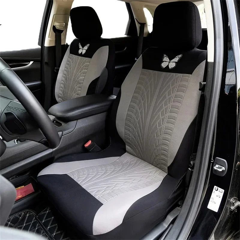 Car Seat Cover Full Set, Universal Butterfly Pattern Embroidery Auto Seat Cover Set