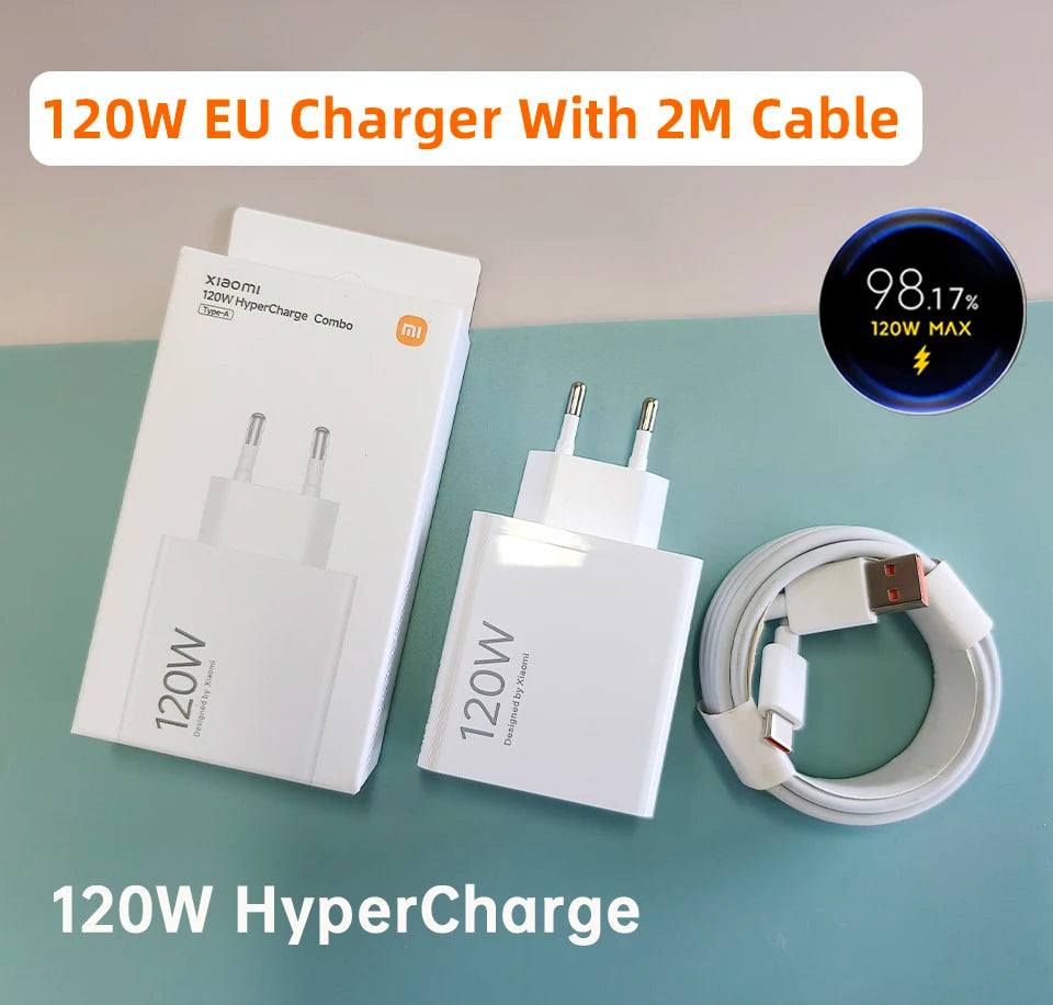 Original XIAOMI 120W Charger Hyper Turbo Charging Cable Mi 17 Pro Max 14T 15T 15 12T Redmi K90 K70 Note 13 Poco F8 F7 Ultra X7 Car Mobile World