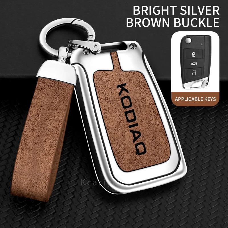 Zinc Alloy Car Remote Control Key Case Cover Holder Shell Fob for Skoda Kodiaq Protection Key Chain Buckle Keyless Accessories CM World