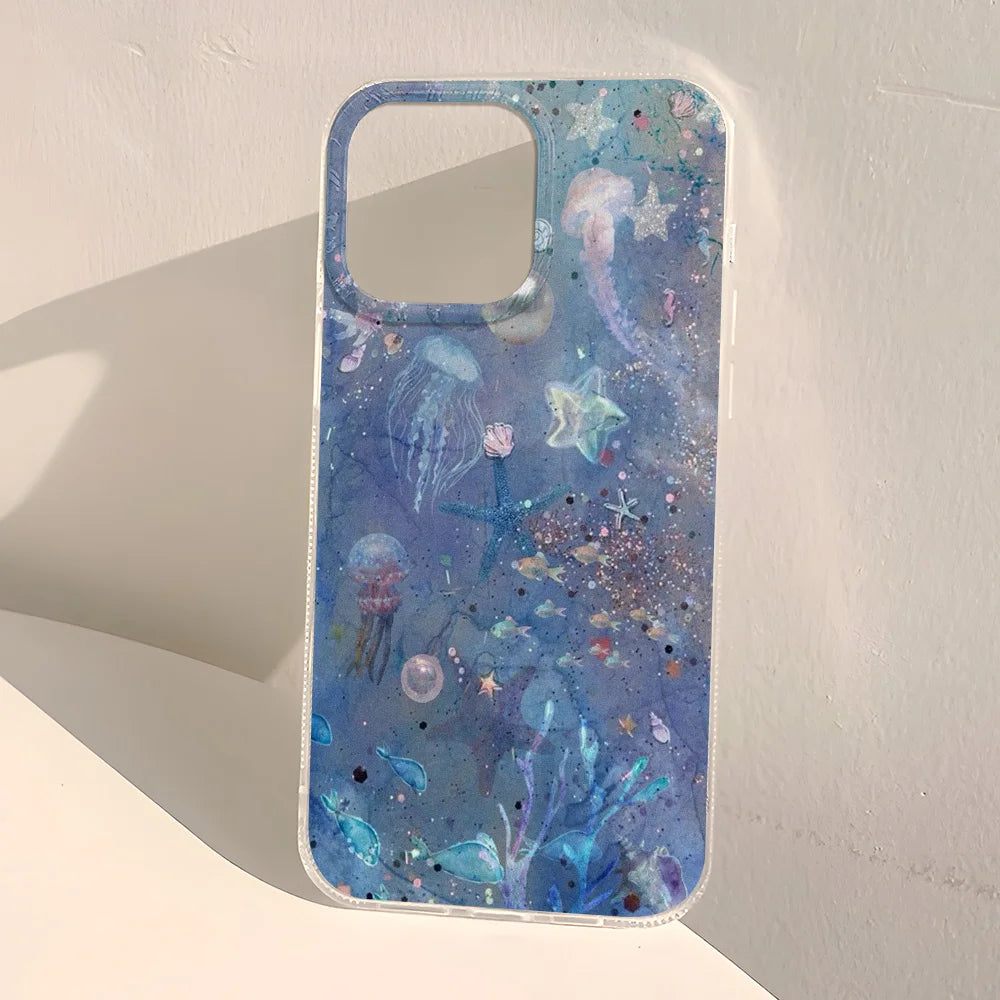 Luxury IMD Phone Case For iPhone 17 Pro Max 18 16  13 11 15 12 14 Plus Air 16promax 17promax Hard Plastic Fish Painted Cover