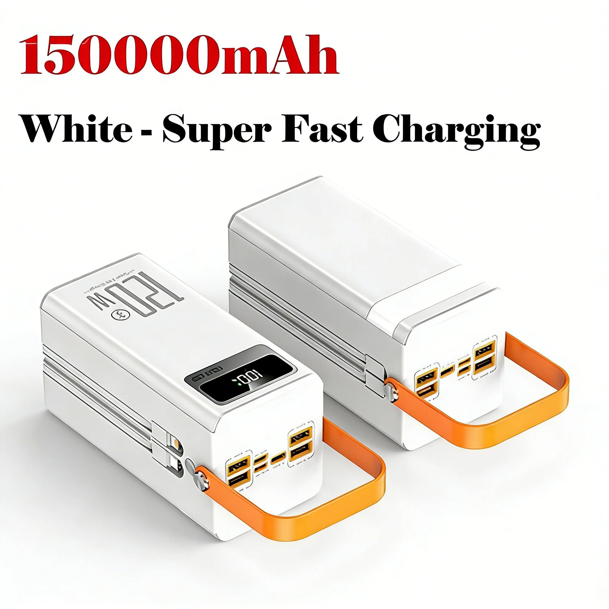 120W 150000mAh Fast Charging Power Bank Large Capacity Outdoor Mobile Power Supply External Spare Battery for Outdoor Camping Car Mobile World