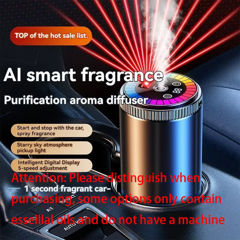 Smart Car Air Freshener Rechargeable Aroma Diffuser 5 Levels of Adjustable Intelligent  Diffuser Pickup Light Starry Sky Summit CM World