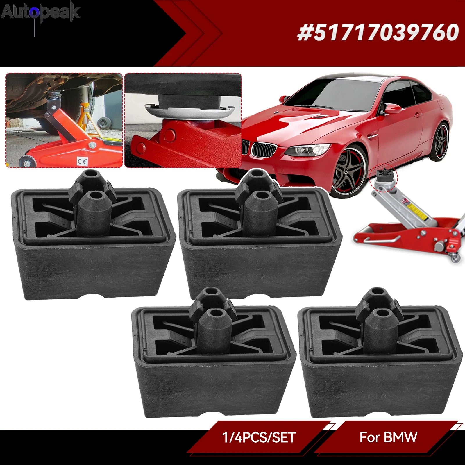 1pc/4pcs Lift Jacking Point Support Plug Plate Block Jack Pad for BMW 6 7 Series Mini R50 R53 R55 R56 R57 R58 R59 51717039760 CM World